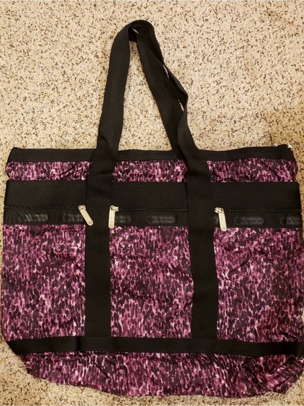 Lesportsac Purple and Black Patterned Tote Bag